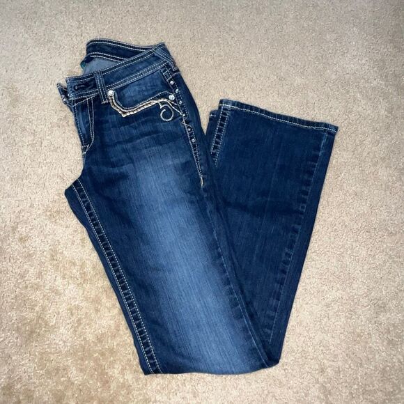 Ariat Womens Jeans Size 28L Dark Wash Embroidered Bootcut Western Denim - Picture 1 of 7